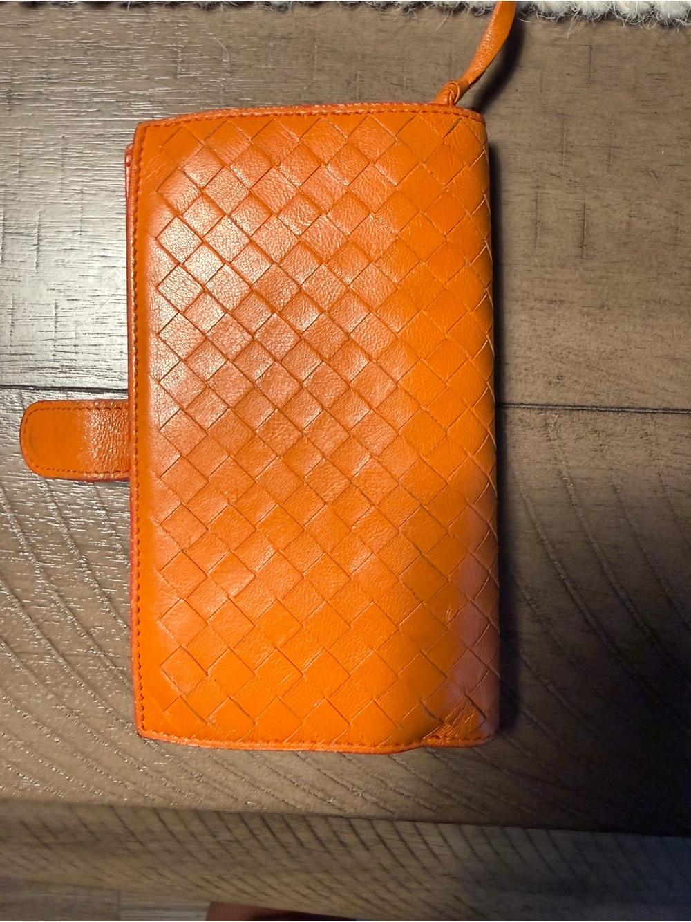 Bottega Veneta Orange Intrecciato Leather Zip Wallet - Picture 11 of 12